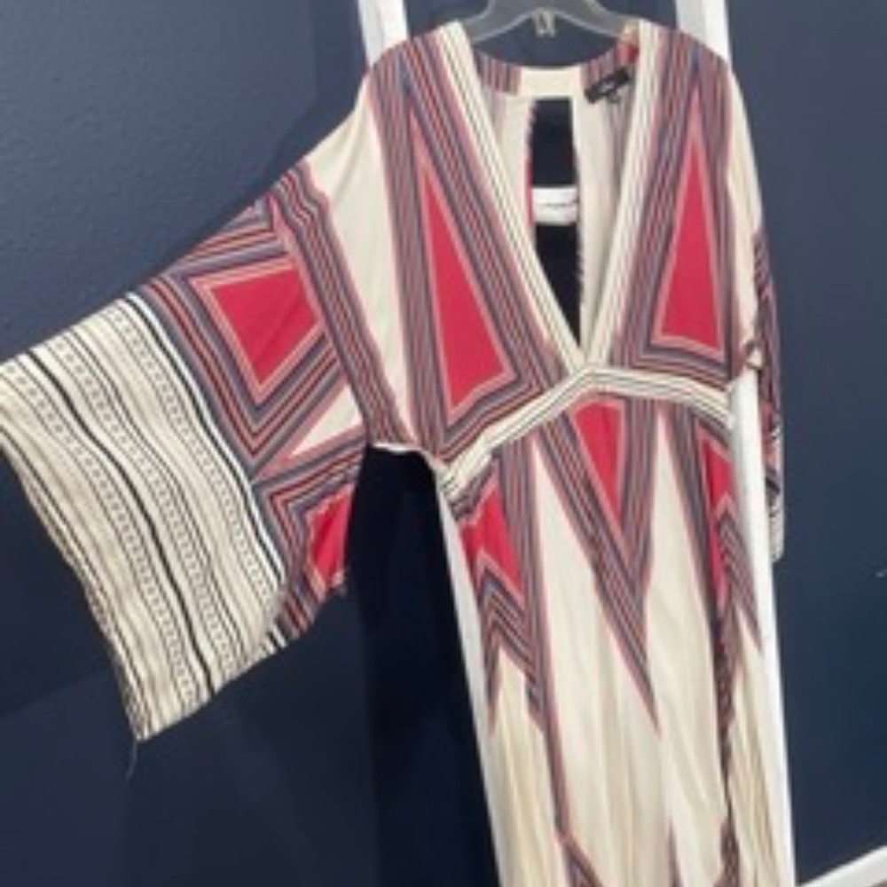Montecito Cream Print Maxi Dress - size L